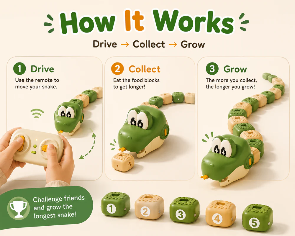 🔥 LAST DAY 49% OFF! Real-Life RC Snake Toy, Screen-Free Game for Kids 4+ & Family 🐍
