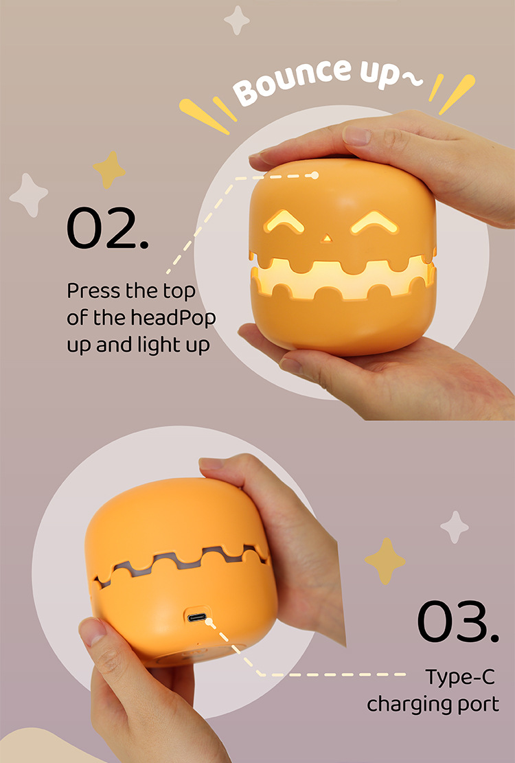 🔥 Last Chance! Cute Foldable Pumpkin Night Light 🎃 - Rechargeable Dimmable LED Lamp, Halloween Decor & Unique Creative Gift for All Ages