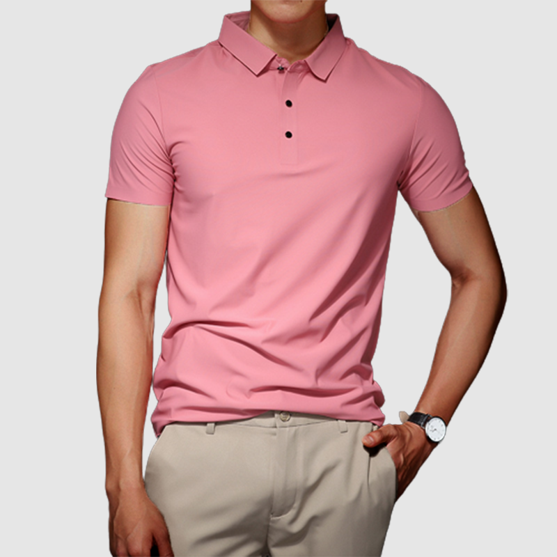 Men's summer ice silk without trace business lapel solid color simple 
