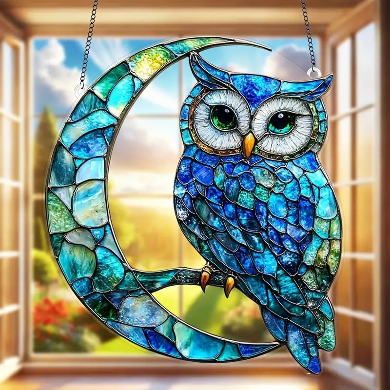 Moonlit Owl Suncatcher (8 inches)