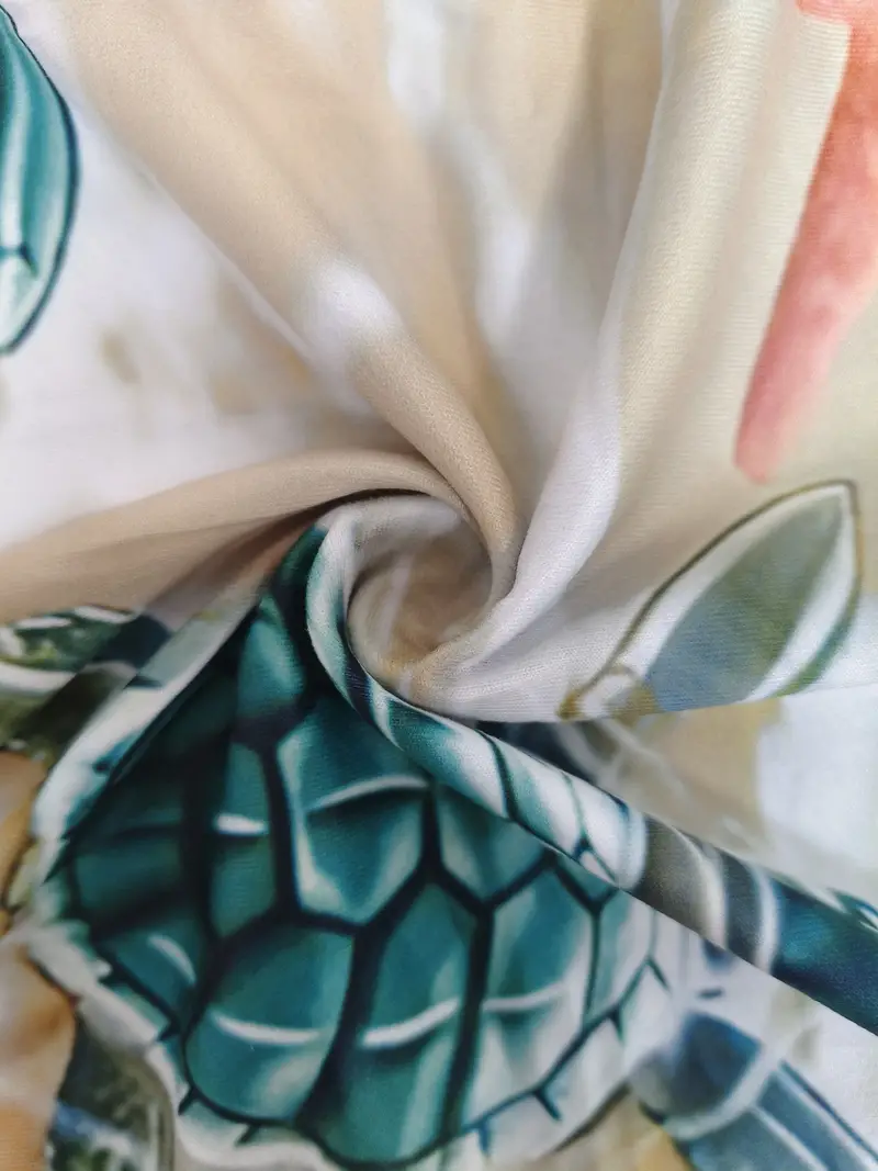 plus size turtle   print   dress casual short sleeve dress for spring summer womens plus size clothing details 2