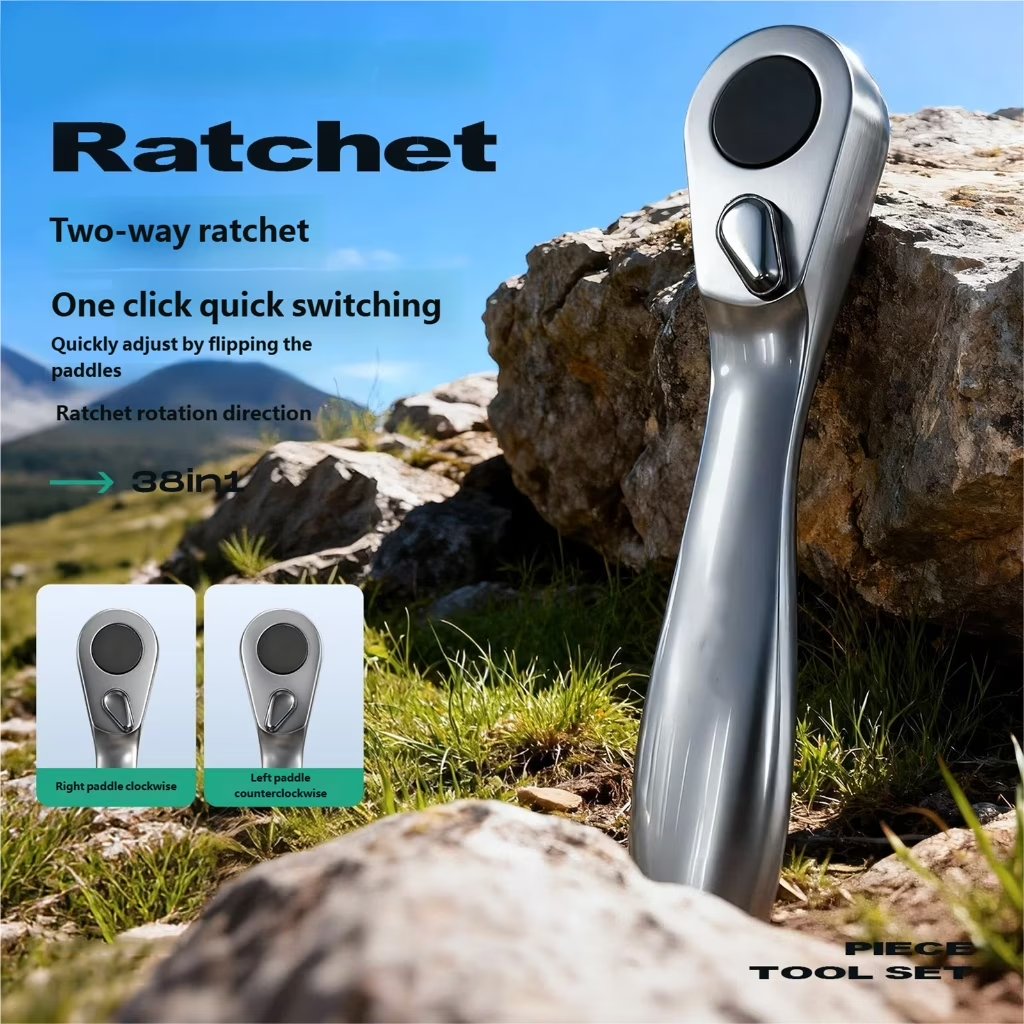 38 in 1 72Tooth Ratchet Socket Wrench Set with Magnetic Socket Ergonomic Handle