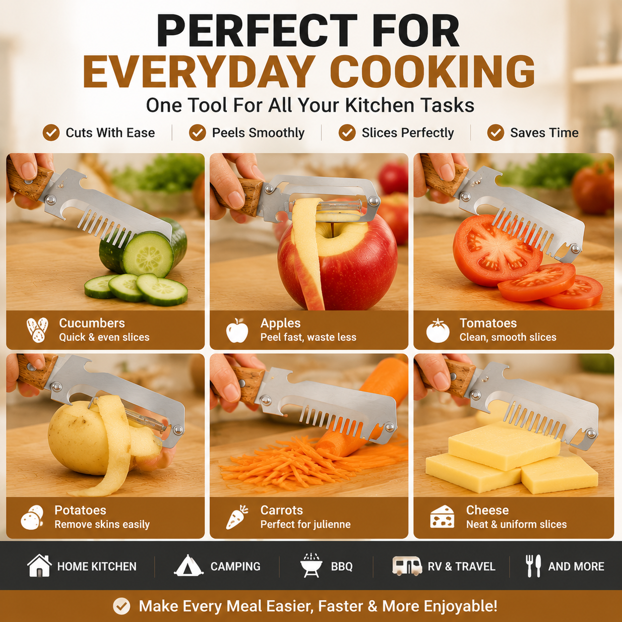 🔥LAST DAY 50% OFF -✨ 2-Piece Kitchen Knife Set – Premium Peeler Knife & Comb Slicing Knife with Wooden Handle