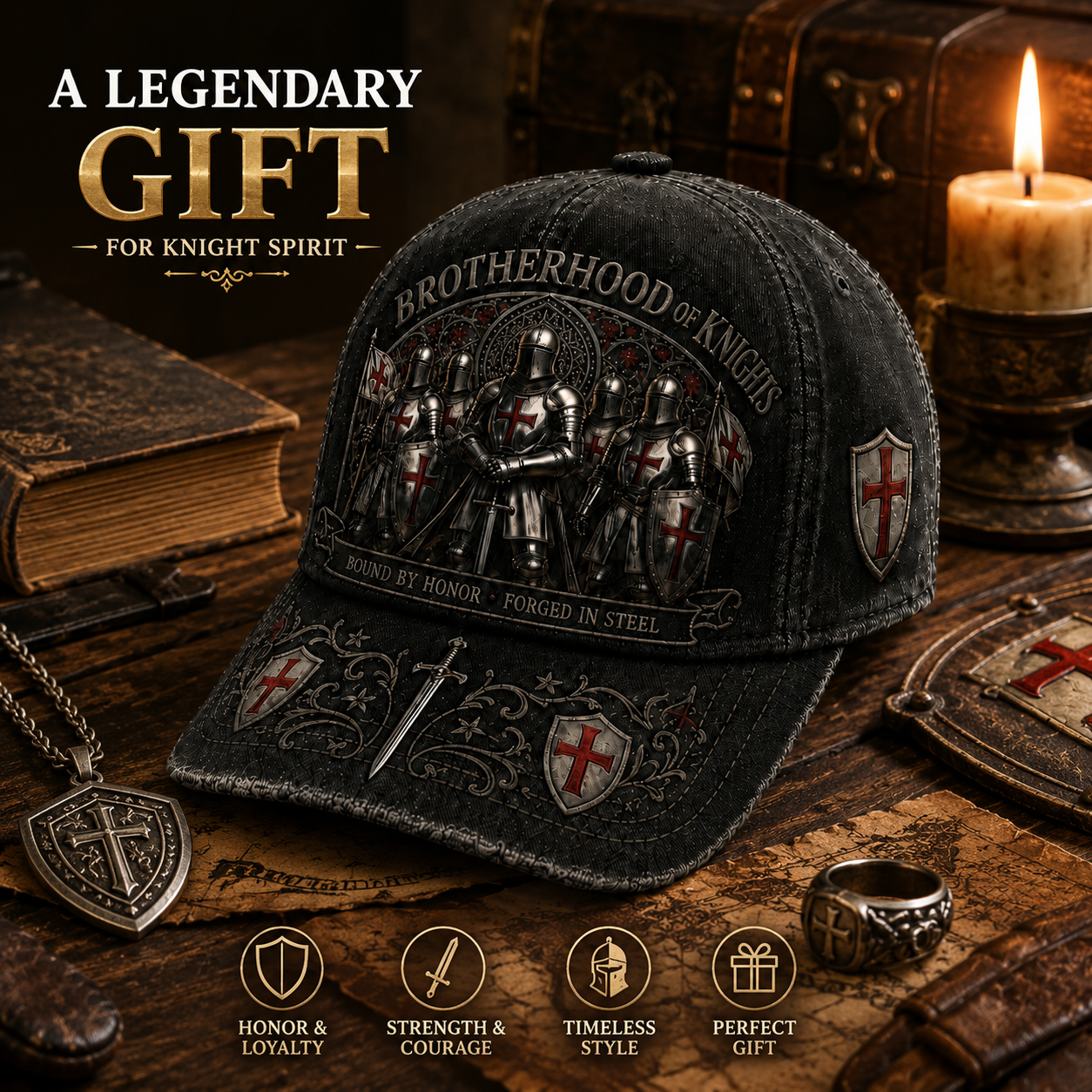 🔥 Last Day 49% OFF | Vintage Brotherhood of Knights Distressed Baseball Cap ⚔️🛡️