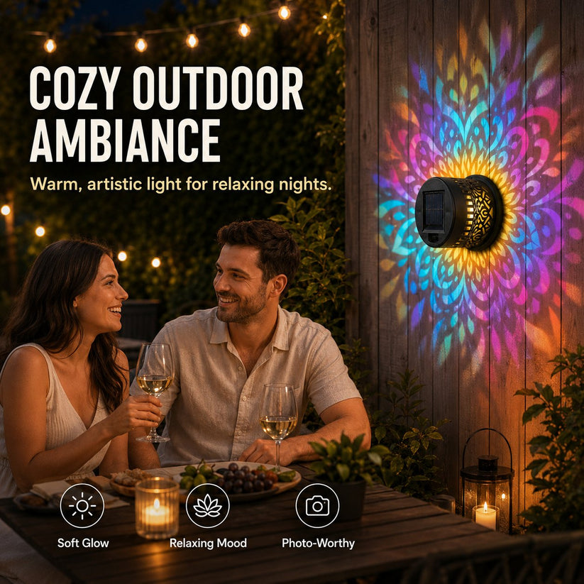 2 PCS✨ Solar Mandala Wall Light 🥇 – Waterproof Outdoor Garden Fence Projector Lamp with Magical Ambient Glow🪐