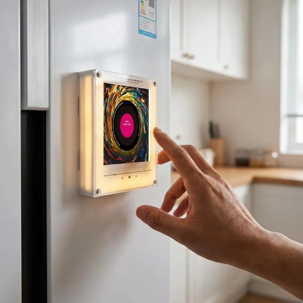 💿 Classic Pop NFC Player | Rotating Vinyl Light Fridge Magnet Decor Set