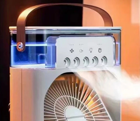 ❄️ Mini Evaporative Cooling Fan – 3 Speeds, Timer & Color Glow