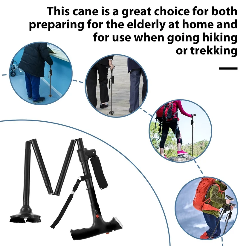 🔥 LAST DAY: 49% OFF | Double-Handle Foldable Walking Stick with Light & Alarm 🦯✨