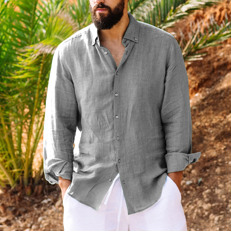 Men's Casual Beach Seaside Cotton Linen Shirt