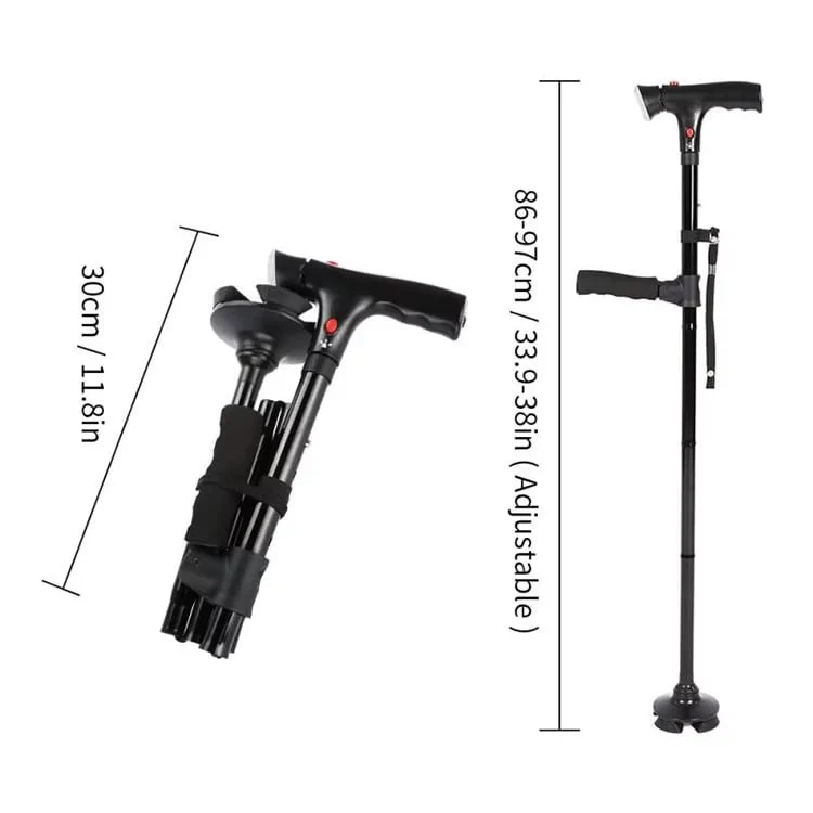🔥 LAST DAY: 49% OFF | Double-Handle Foldable Walking Stick with Light & Alarm 🦯✨