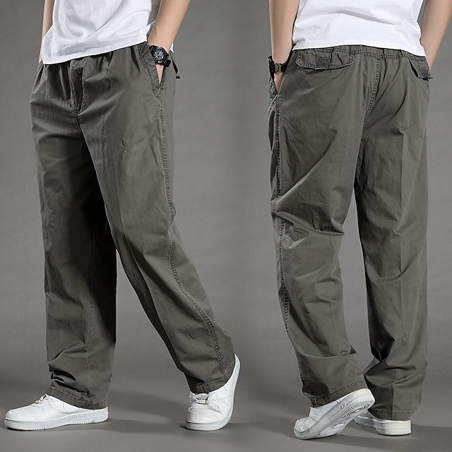 Men's Cargo Pants Cargo Trousers Trousers Elastic Waist Straight Leg P
