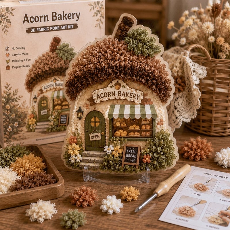 🔥Last Day 49% OFF - ✨Whimsical Village 3D Fabric Poke Art Kit