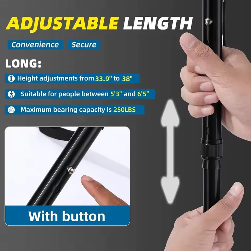 🔥 LAST DAY: 49% OFF | Double-Handle Foldable Walking Stick with Light & Alarm 🦯✨