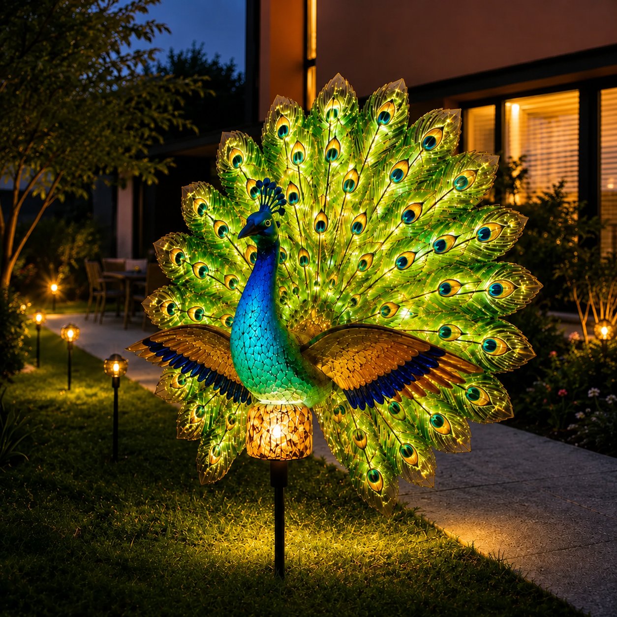 🔥 LAST DAY: 49% OFF! 🦚 Solar Peacock Garden Statue with LED Lights ✨ Ambient Outdoor Yard Decor