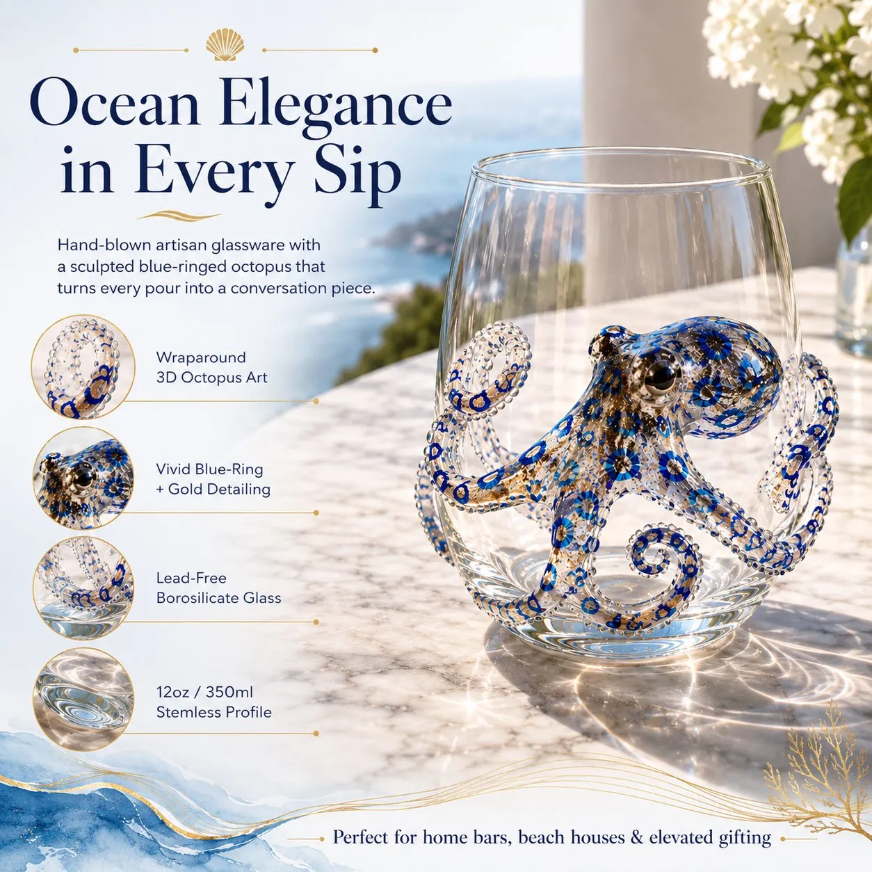 🔥 Last Day 49% OFF – 🌊 3D Ocean Animal Artisan Glassware Collection