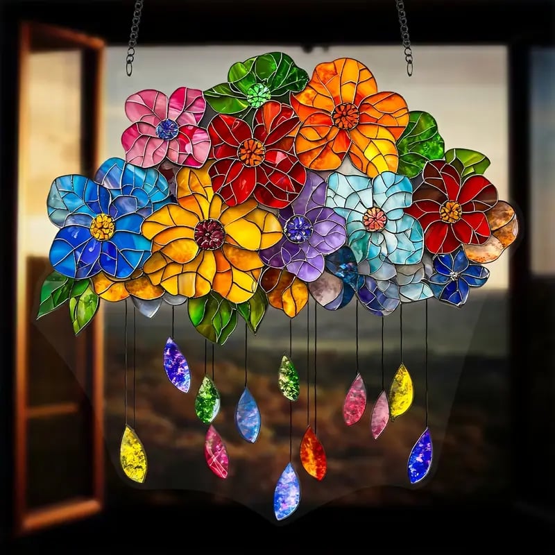 💐🌈Blooming Cloud Stained Art Ornament (8 inches)