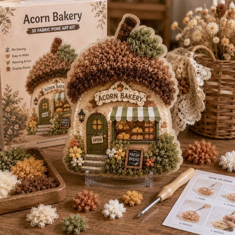 🔥Last Day 49% OFF - ✨Whimsical Village 3D Fabric Poke Art Kit
