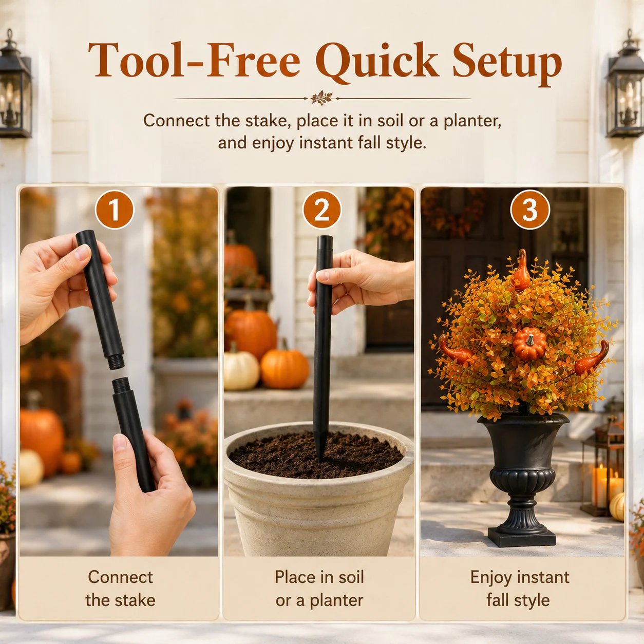 🔥 LAST DAY! 49% OFF | Faux Pumpkin Tree Stakes for Autumn Porch & Garden 🎃✨
