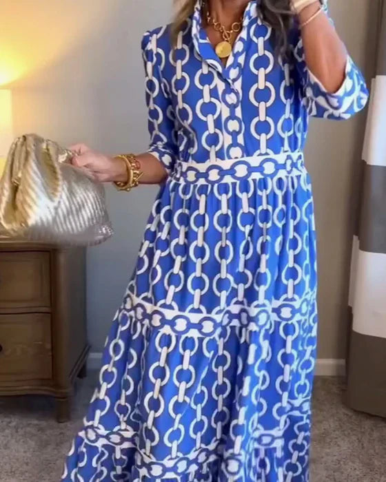 Lapel Printed Dress💙✨