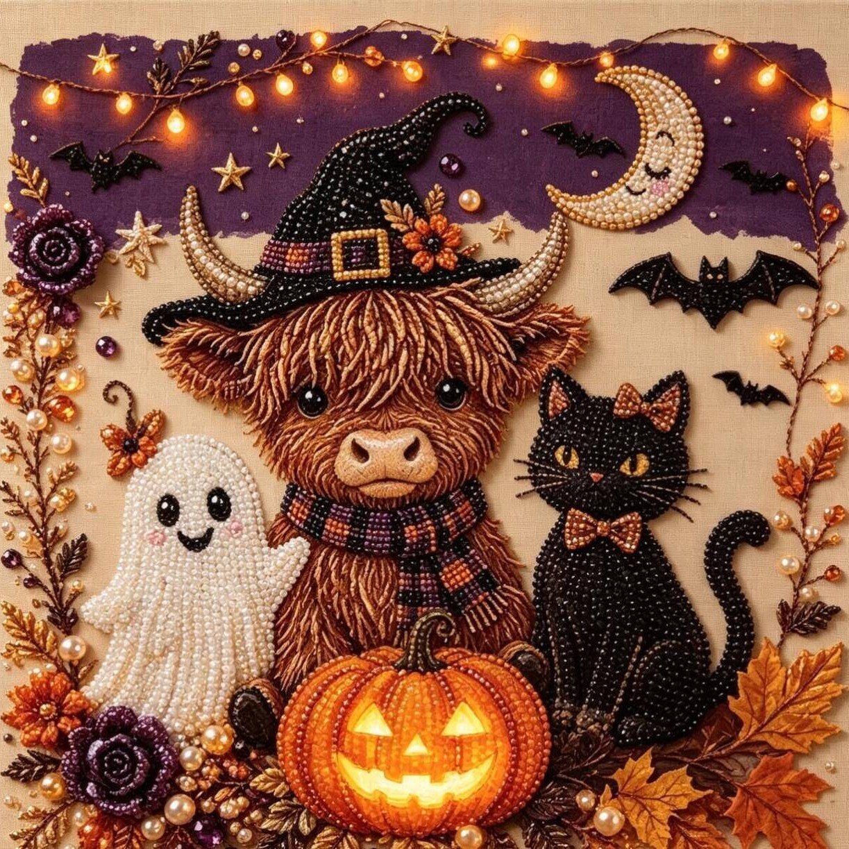 Halloween Pearl Diamond Art DIY Kit—Ghost house