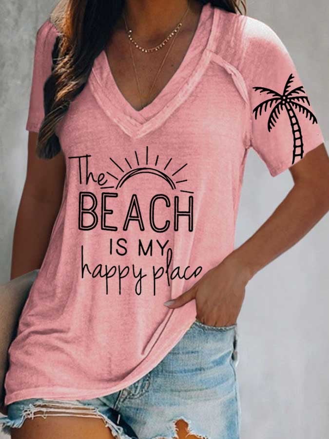  Buy 3 Get 15% Off Sun Beach Letter Print T-Shirt