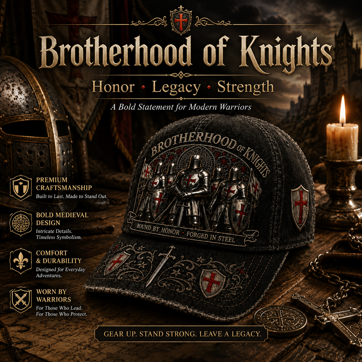 🔥 Last Day 49% OFF | Vintage Brotherhood of Knights Distressed Baseball Cap ⚔️🛡️