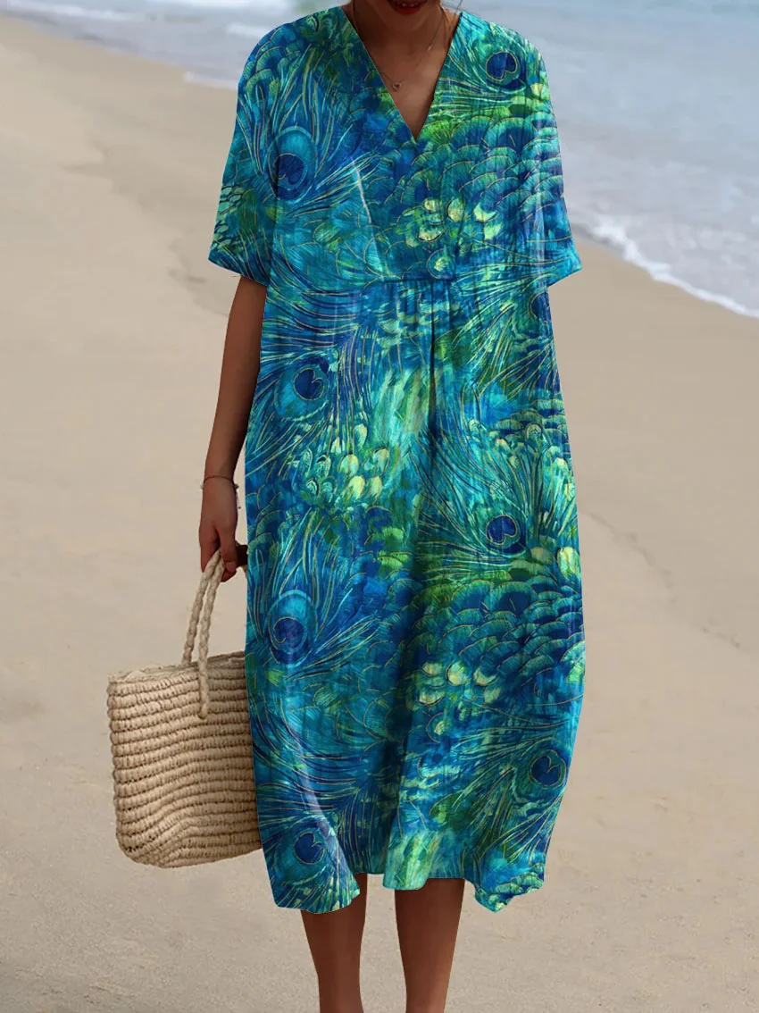 Women's Abstract Pattern Art Print Cotton Dress