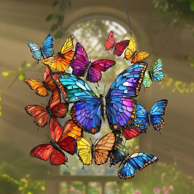 🦋Butterfly Cluster Stained Art Ornament (8 inches)