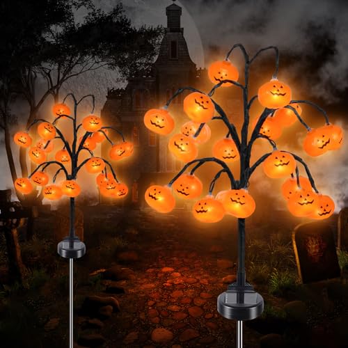 🎃 Solar Pumpkin Branch Lights Outdoor (20 LED) – Waterproof Garden Stake Halloween Decor ✨