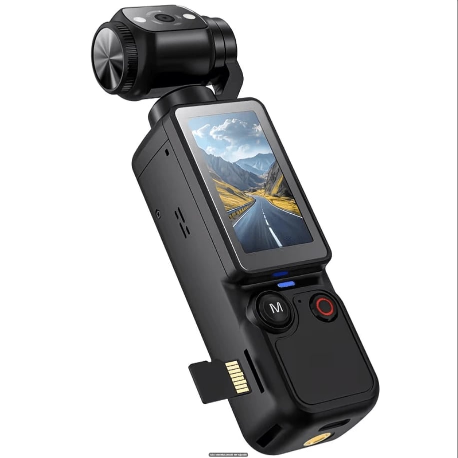 Upgraded Vlog Action Camera with 180° Rotating Lens, Autofocus, and Included 32GB Memory Card