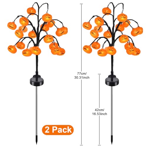 🎃 Solar Pumpkin Branch Lights Outdoor (20 LED) – Waterproof Garden Stake Halloween Decor ✨
