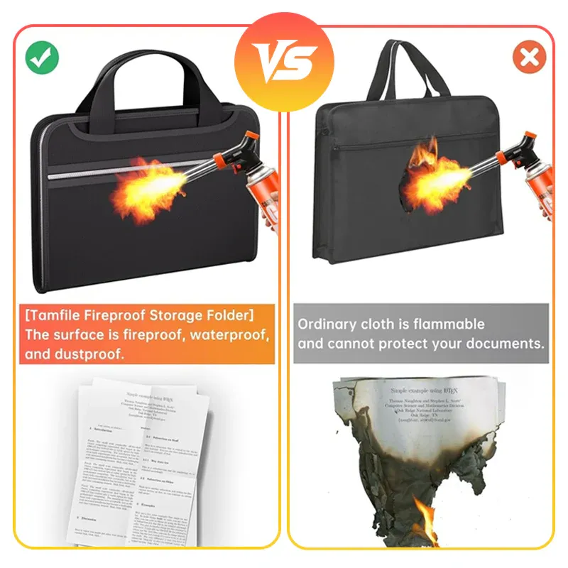 Fire-resistant document organizer for home office car travel locker and safe storage