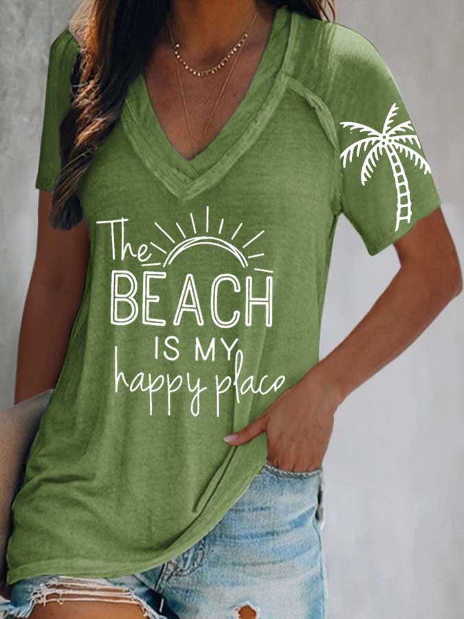  Buy 3 Get 15% Off Sun Beach Letter Print T-Shirt