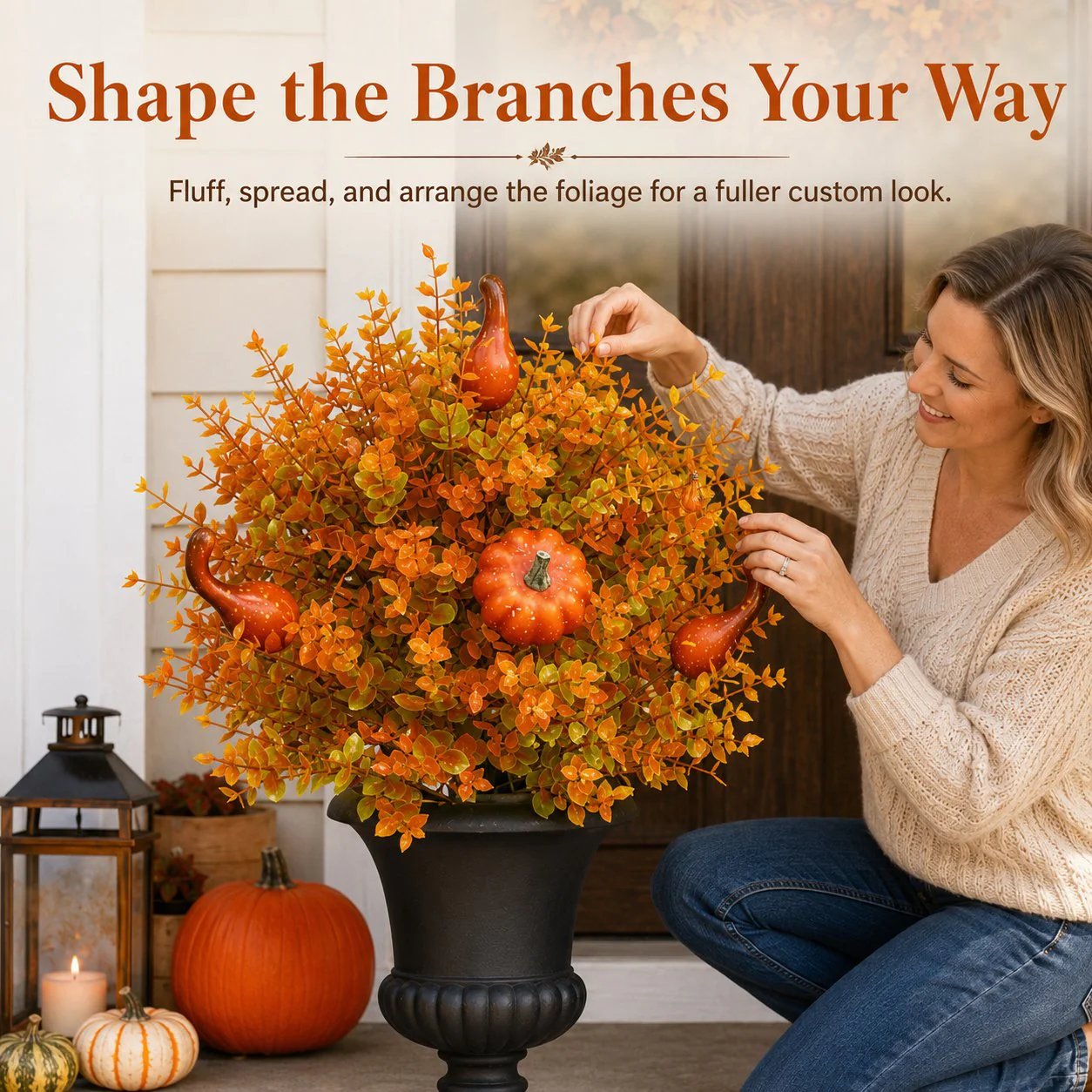 🔥 LAST DAY! 49% OFF | Faux Pumpkin Tree Stakes for Autumn Porch & Garden 🎃✨