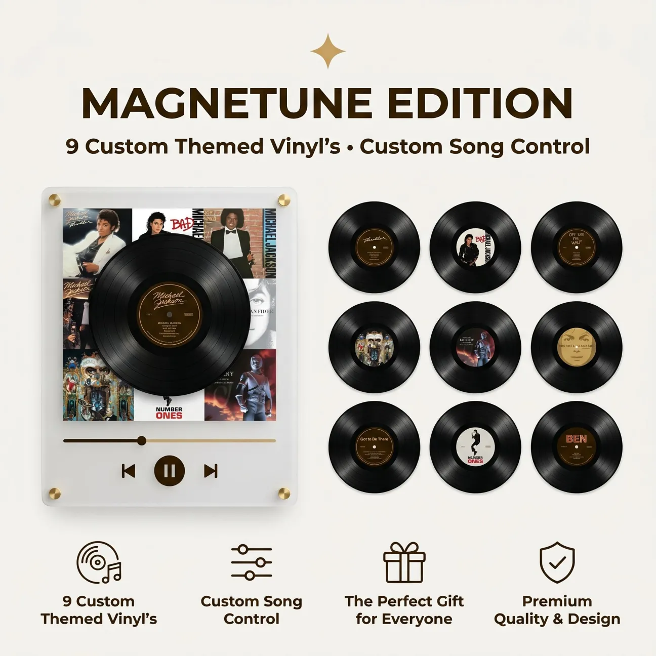 💿 Classic Pop NFC Player | Rotating Vinyl Light Fridge Magnet Decor Set