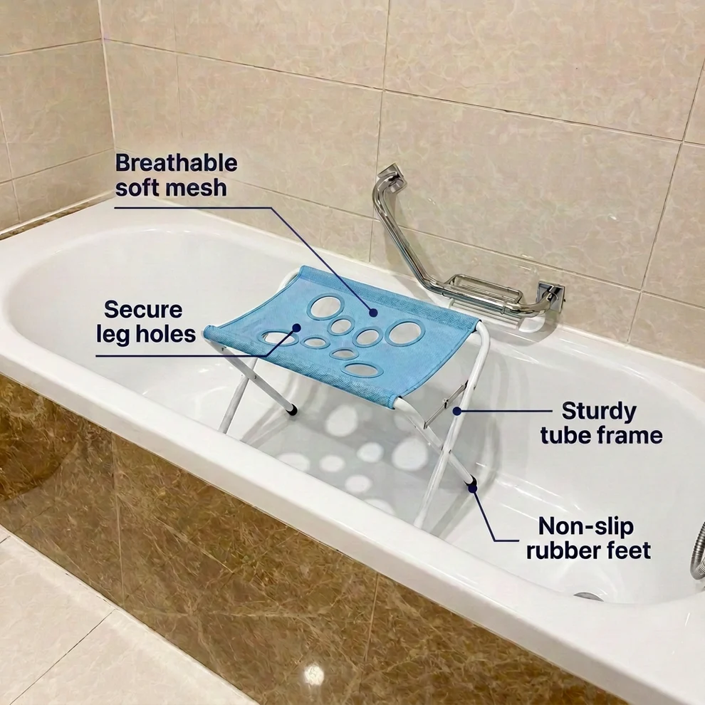 🔥 LAST DAY | 49% OFF! Foldable Pet Grooming Stand 🐾 Quick-Dry Mesh Bath Support with Fixed Straps