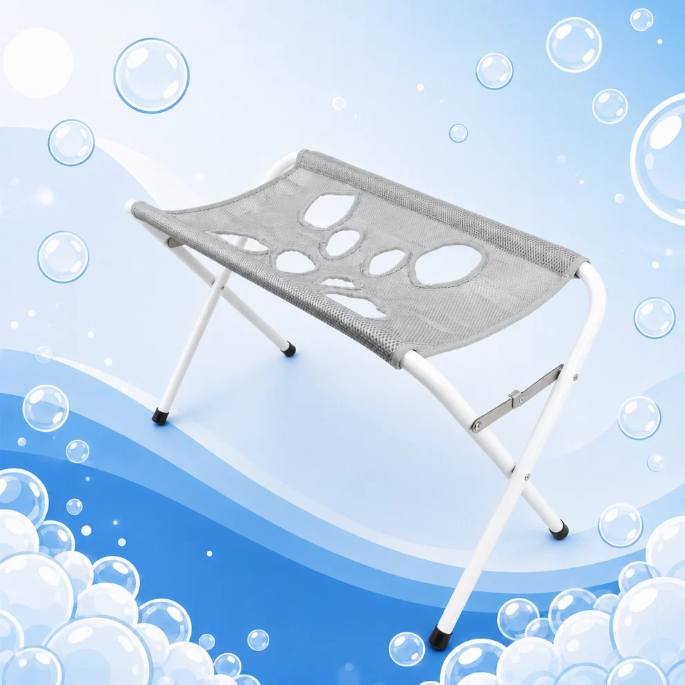 🔥 LAST DAY | 49% OFF! Foldable Pet Grooming Stand 🐾 Quick-Dry Mesh Bath Support with Fixed Straps