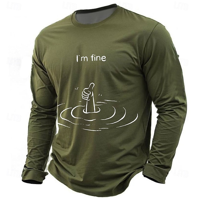 Men's Funny Slang T Shirt Long Sleeve T shirt 3D Print Crew Neck Shirt Fashion Daily Basic Street Casual Daily Black Red Blue Summer Spring All Seasons Clothing Apparel