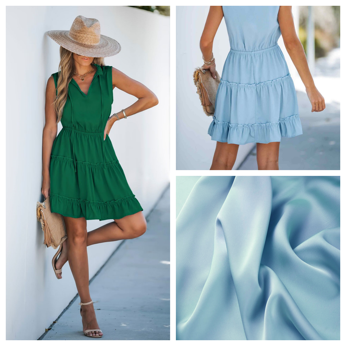 New summer V-neck pullover solid color dress