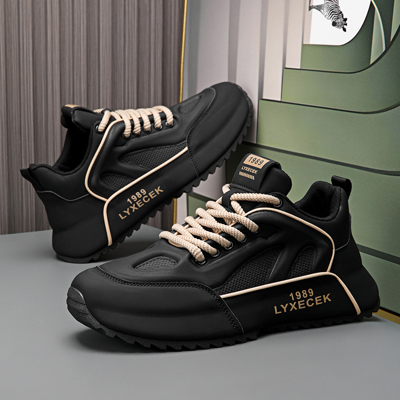 2025 spring and autumn new men's breathable thick sole increase leisure sports running shoes men
