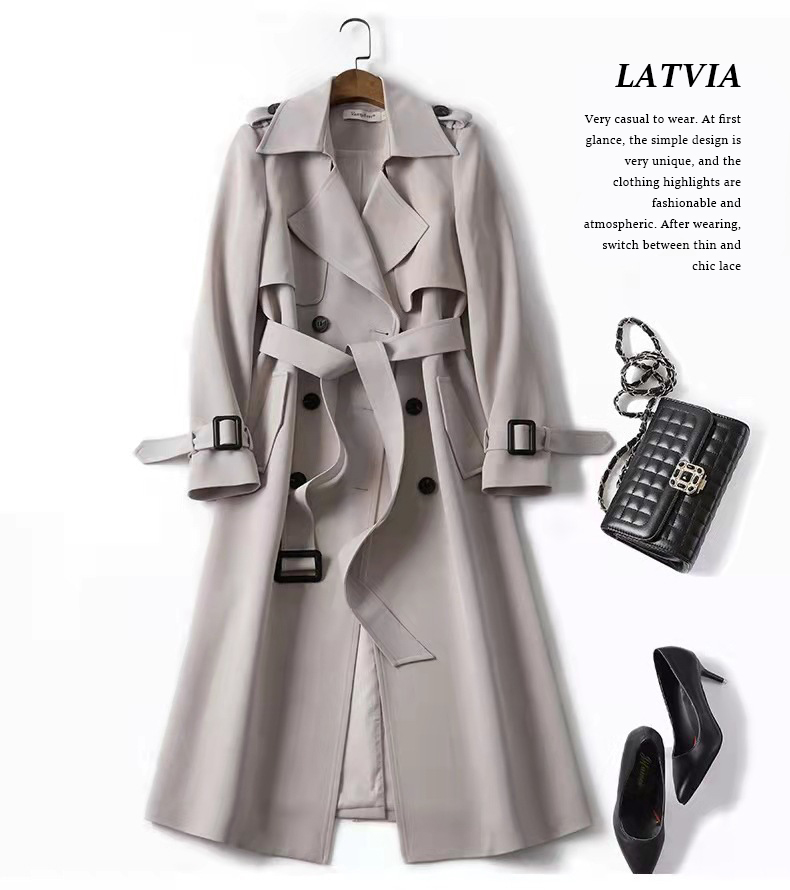 2025 new spring and autumn women's mid-length double-breasted trench coat