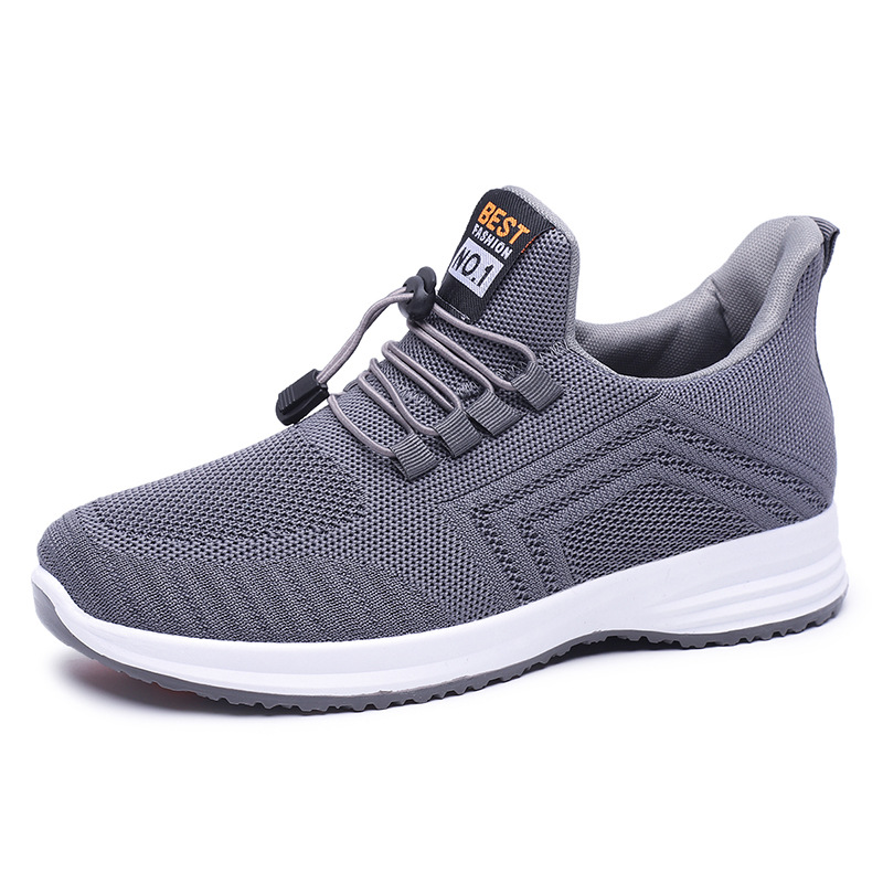Flying woven shoes a slip-on shoes new soft light breathable spring and autumn middle-aged casual soft soled shoes