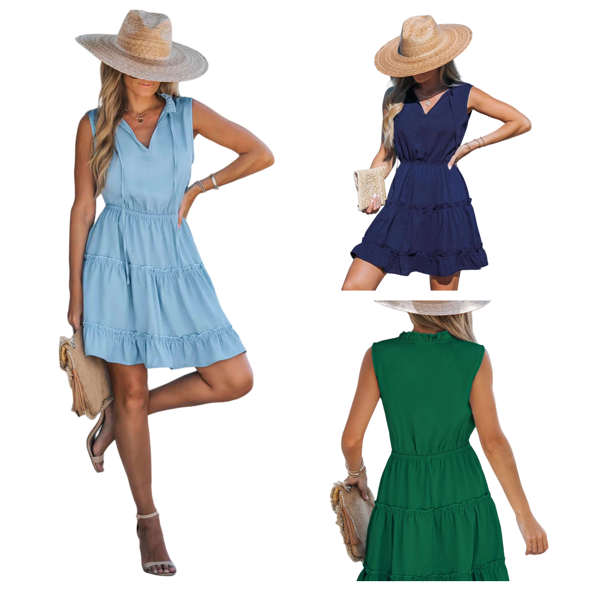 New summer V-neck pullover solid color dress