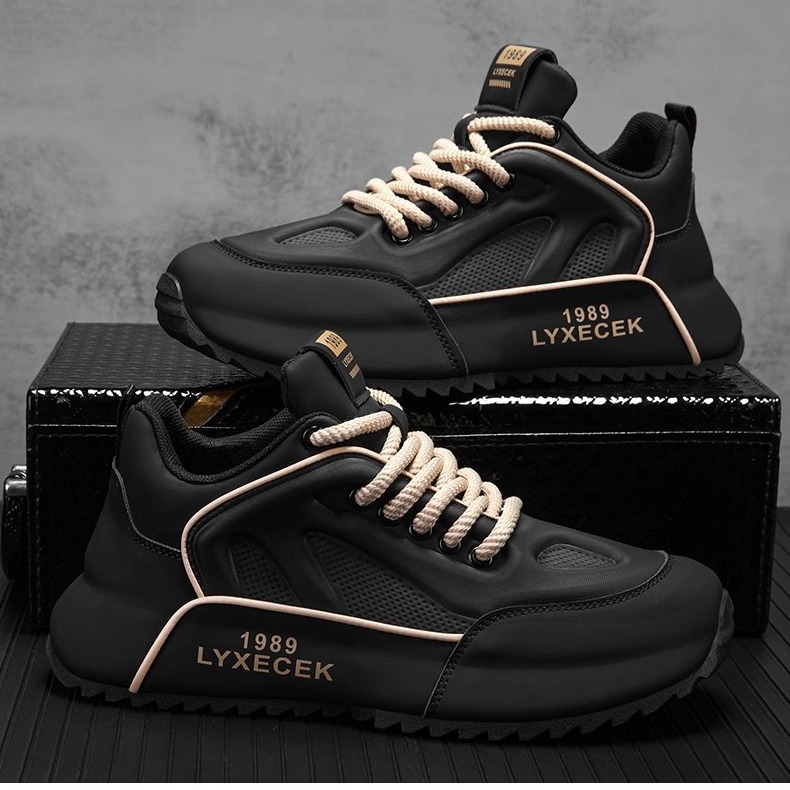 2025 spring and autumn new men's breathable thick sole increase leisure sports running shoes men