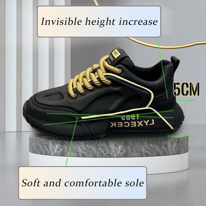 2025 spring and autumn new men's breathable thick sole increase leisure sports running shoes men