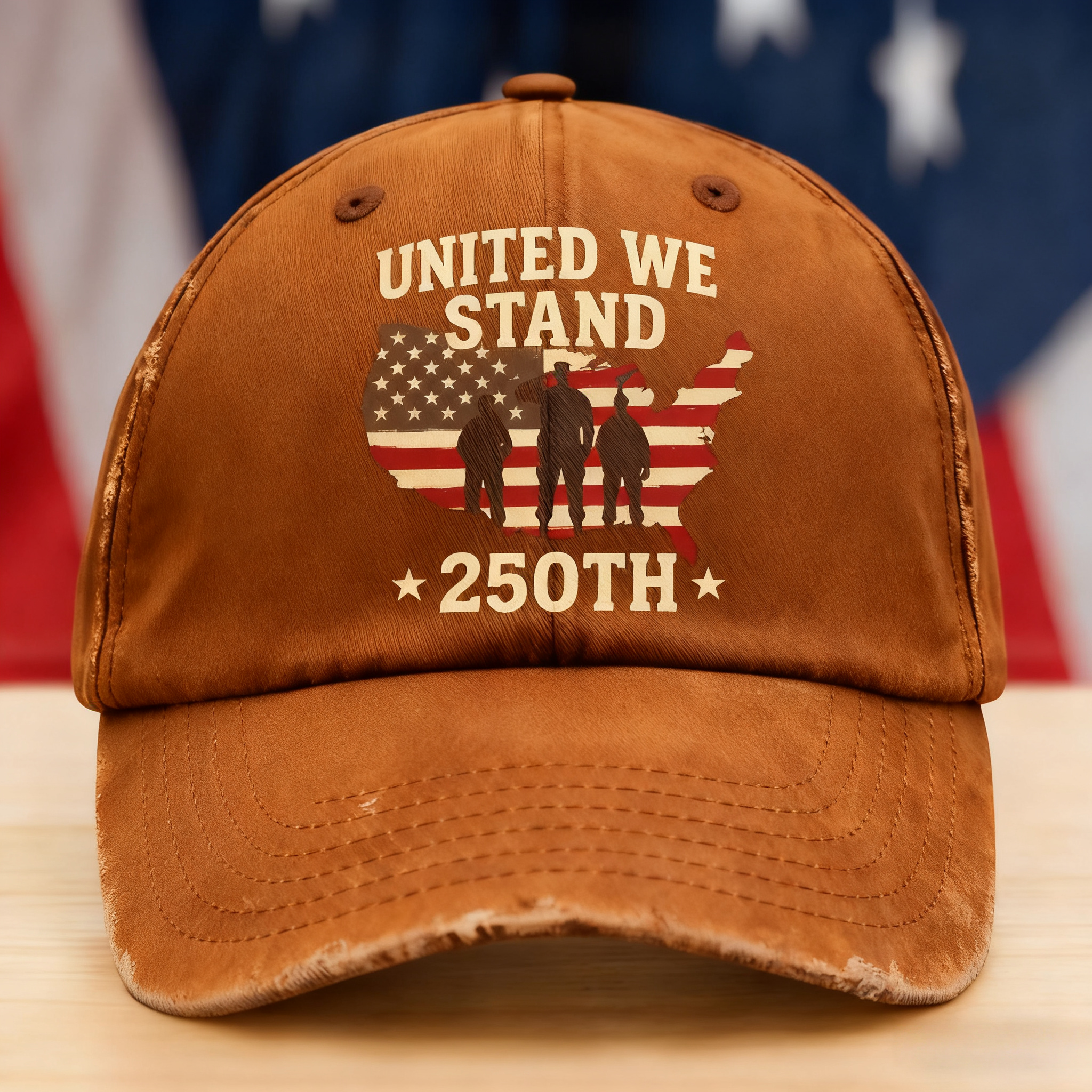 United We Stand 250th Anniversary USA Veteran Washed Denim Baseball Cap