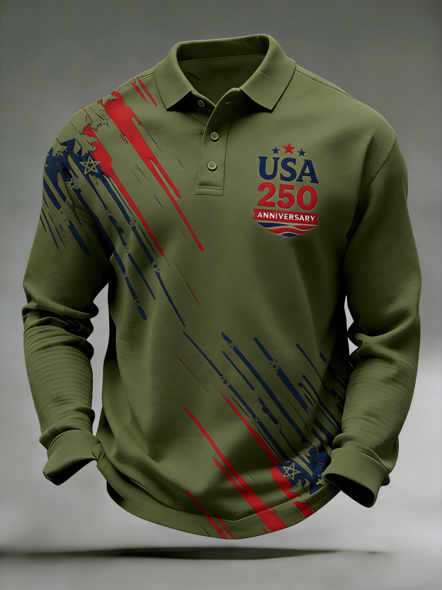 Men's 250th Anniversary Printed Casual Polo Shirt