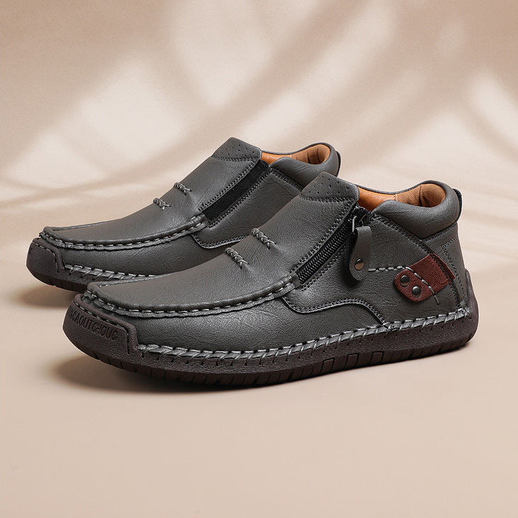 ⏰Limited Time Sale 50% OFF-Men’s Handmade Premium Leather Slip-On Driving Boots – Wide Toe, Arch Support