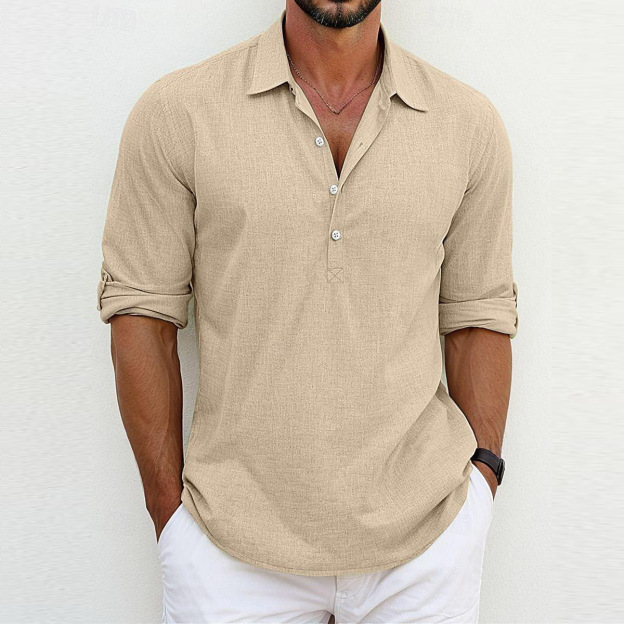 Summer men's casual half-sleeved shirt with lapel