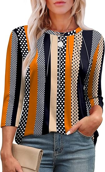 2025 round neck pleated shirt